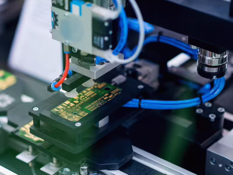 Close up of machine building mother board