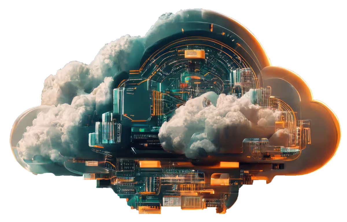 Rendering of hardware and cloud merged